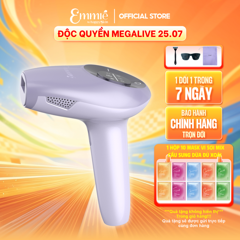 Máy triệt lông lạnh IPL Emmie Xpower Hyper Flash EM518 Ice Cooling Hỗ Trợ Chăm Sóc Da - Tặng 1 Hộp M