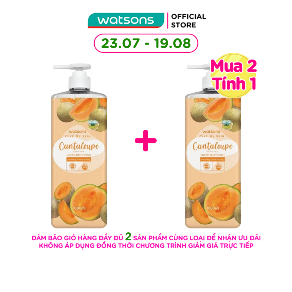 Kem Tắm Watsons Love My Skin Cantaloupe Scented Cream Body Wash 700ml/1000ml