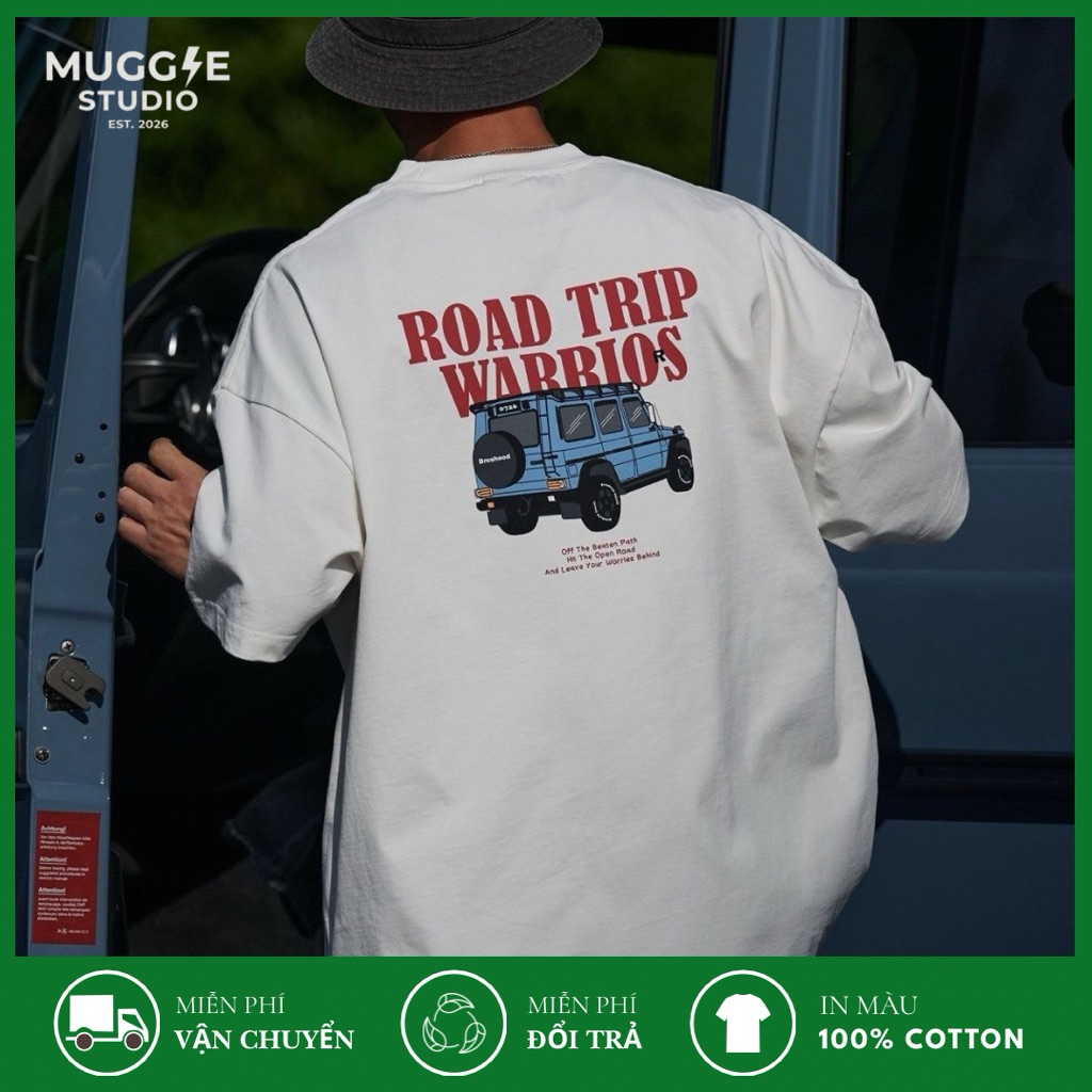 MUGGLE Áo Thun Road Trip In Nhiệt 100% Cotton 250GSM Form Unisex Cao Cấp