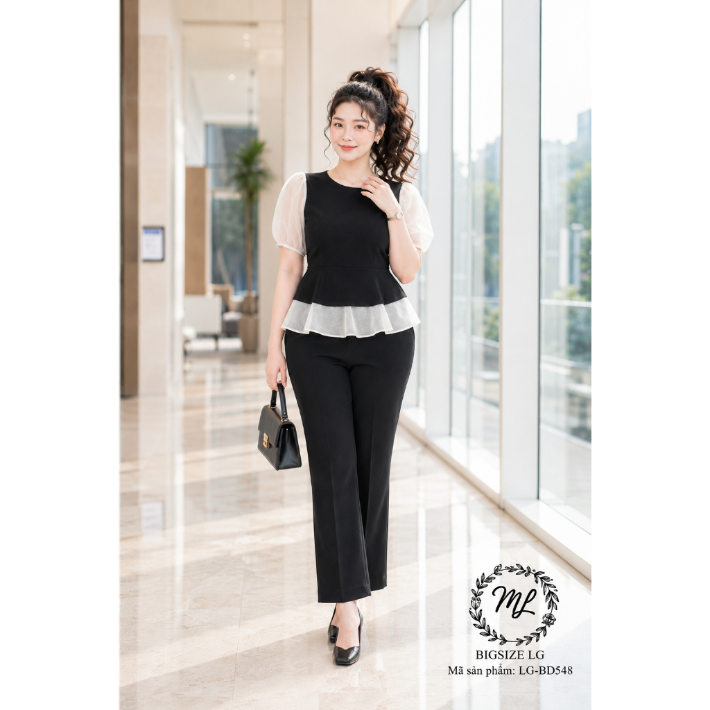✨🖤 BỘ ĐỒ BIGSIZE BD548 – THANH LỊCH, SANG TRỌNG, TÔN DÁNG ĐỈNH CAO 🖤✨