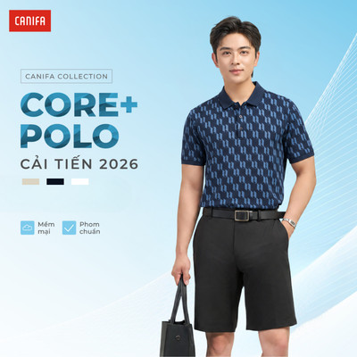 Áo Polo nam in họa tiết thiết kế cổ gọn, vải mềm, co giãn tốt  CANIFA 8TP26S013