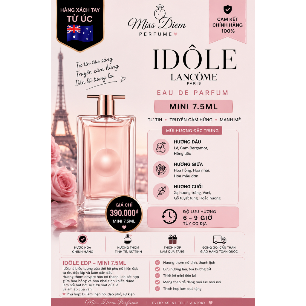 Nước Hoa Mini 5ml IDôle EDP idole 100% Auth