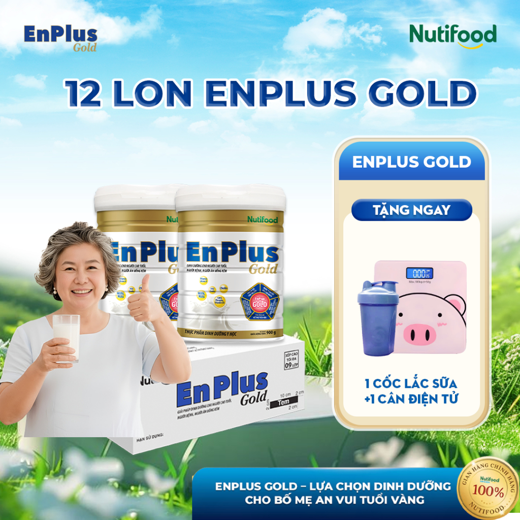 Một thùng 12 Hộp sữa Enplus Gold - Nutifood, Dinh Dưỡng Y Học Toàn Diện Cho Người Lớn Tuổi