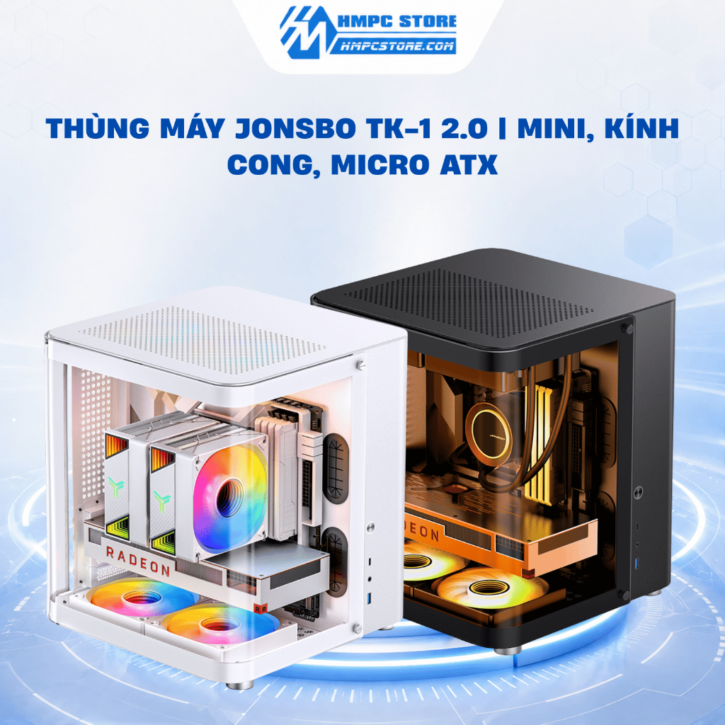 Case - Thùng máy Jonsbo TK-1 2.0 | Mini, Kính cong, Micro ATX, bảo hành 12 tháng