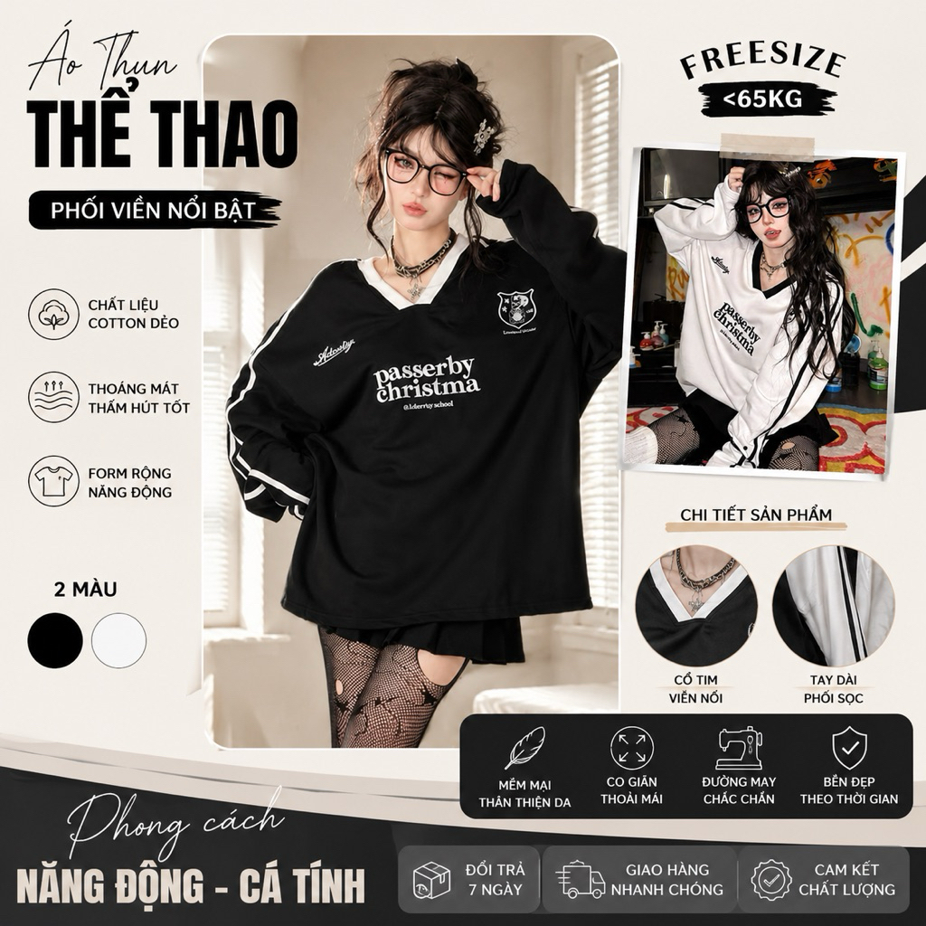 Áo Sweater PASSERBY CHRISTMAS  Unisex. Nỉ form rộng tay bồng oversize  kiểu dáng cute hàn quốc đẹp
