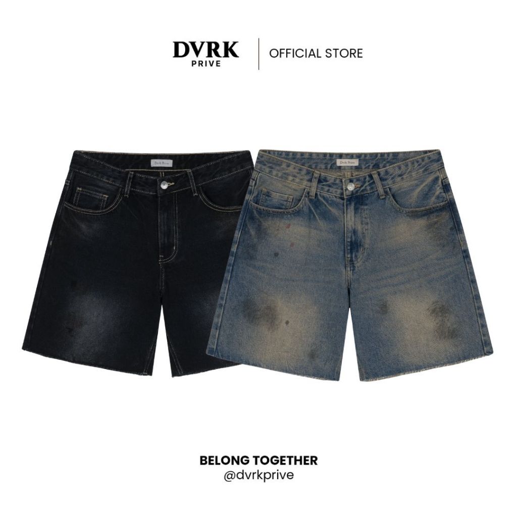Quần Short Jean Nam Nữ Form Mid-shorts DVRK Privé Vải Denim Cao Cấp Wash Basic Local Brand