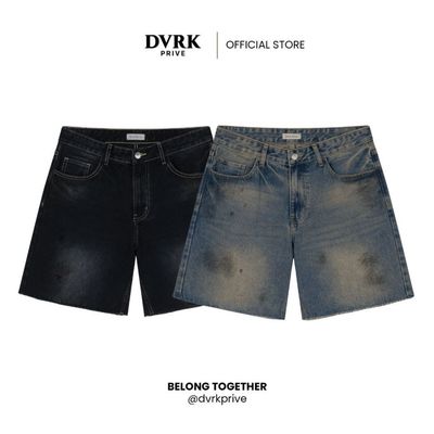 Quần Short Jean Nam Nữ Form Mid-shorts DVRK Privé Vải Denim Cao Cấp Wash Basic Local Brand