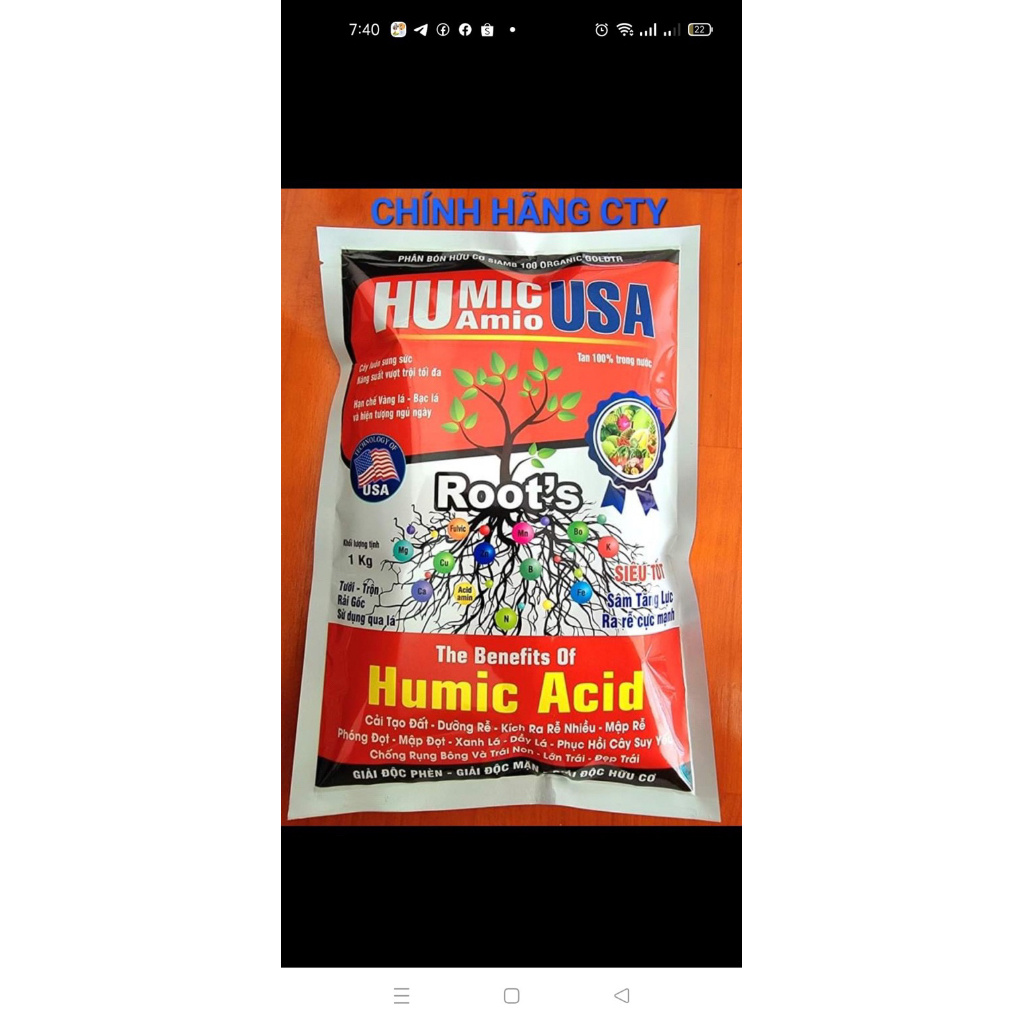 Phân bón humic amino usa 1kg
