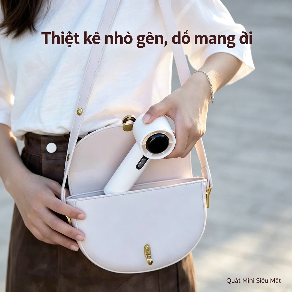 Quạt mini M2 5000mAh – Gió siêu mạnh, 100 tốc độ, pin hiển thị số, dây đeo tiện lợi