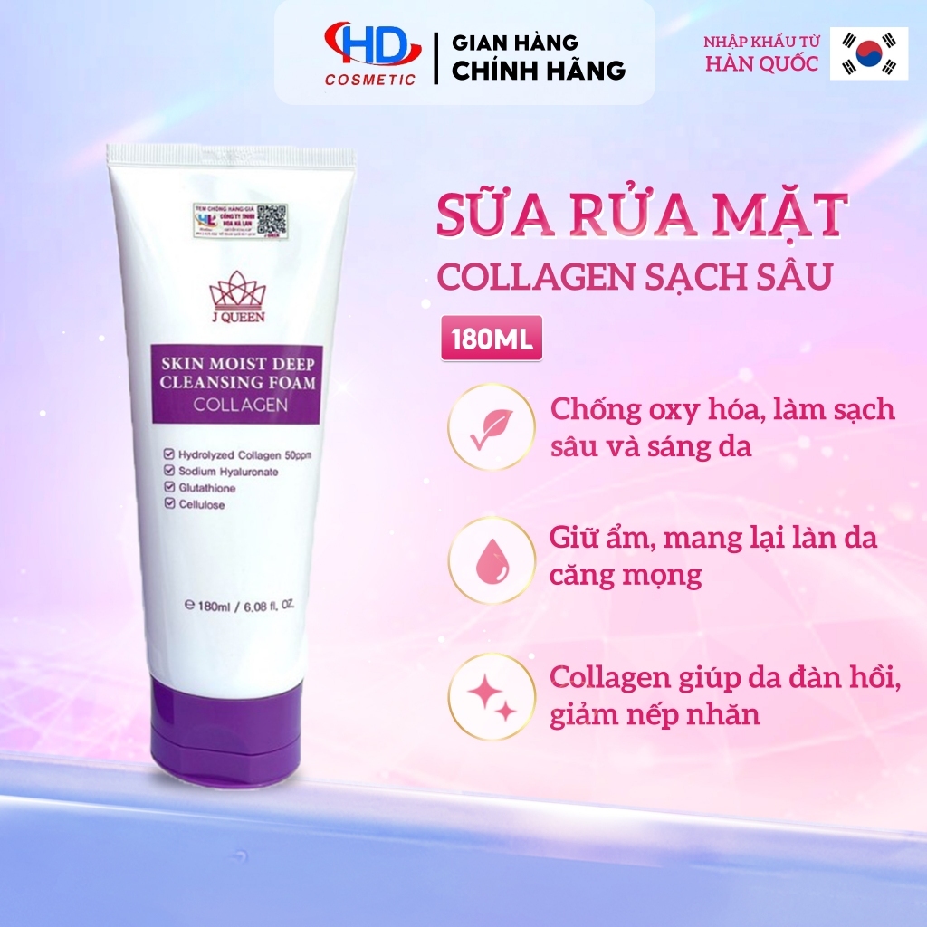 Sửa Rửa Mặt JHK QUEEN Loại Bỏ Bã Nhờn, Làm Sáng Da, Làm Sạch Sâu Skin Moist Deep Cleansing Foam