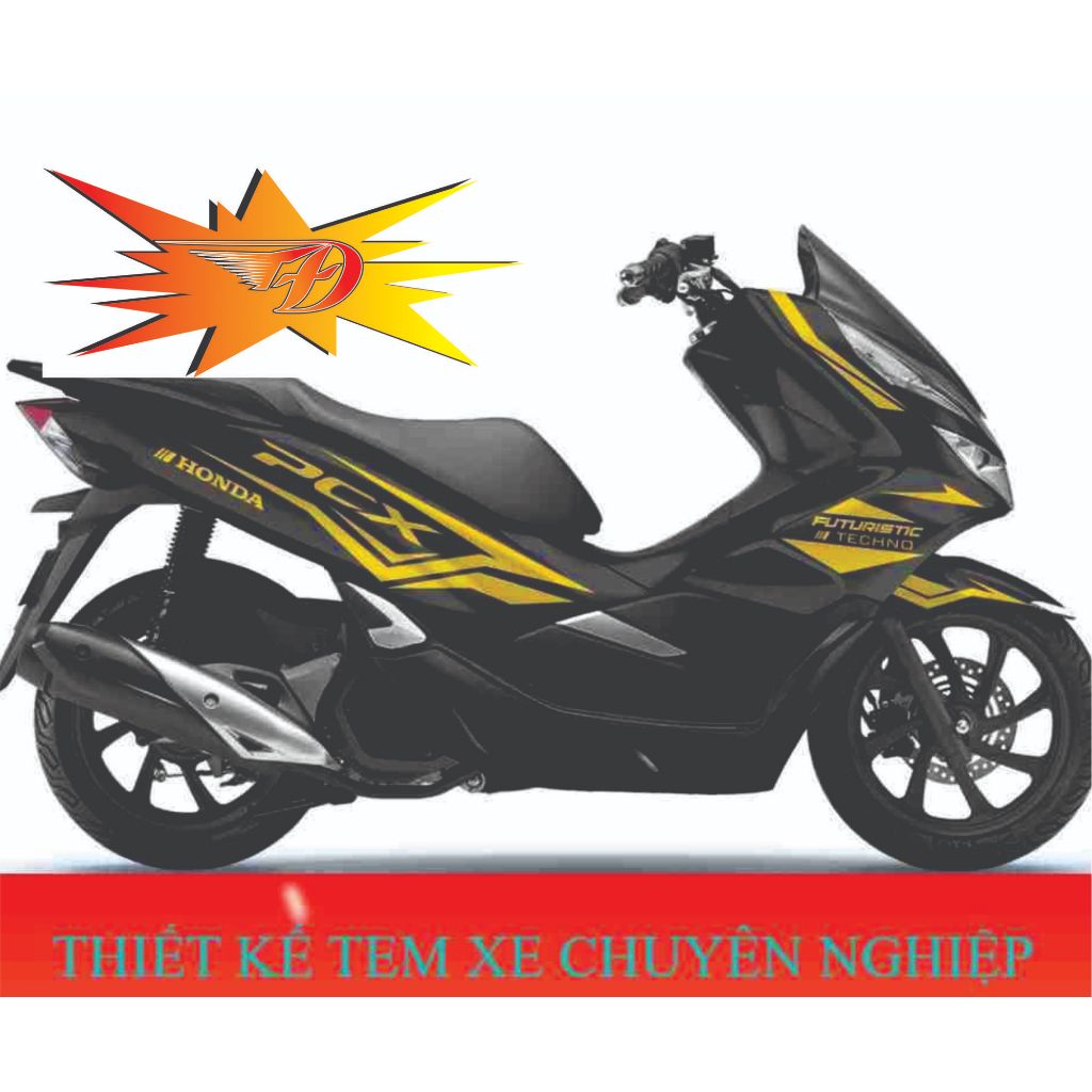 Bộ Tem Rời Dán Xe Máy PCX Mẫu Futuristic Technology cho PCX 125  - 150  - 160 - tem 3 lớp  [ không p