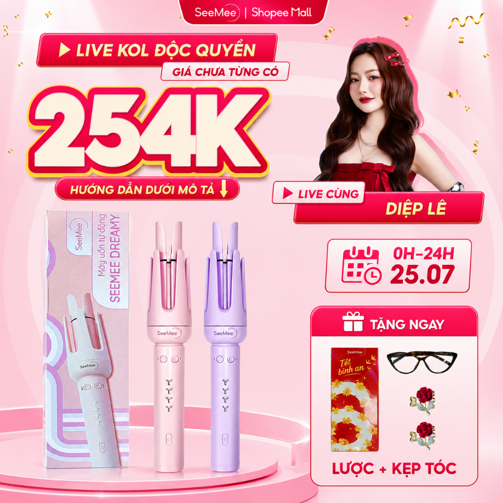 [GIÁ 294K LIVE ACCESSTRADEVN02] Máy uốn tóc làm xoăn tự động SeeMee tóc tạo kiểu nhanh đường kính 32