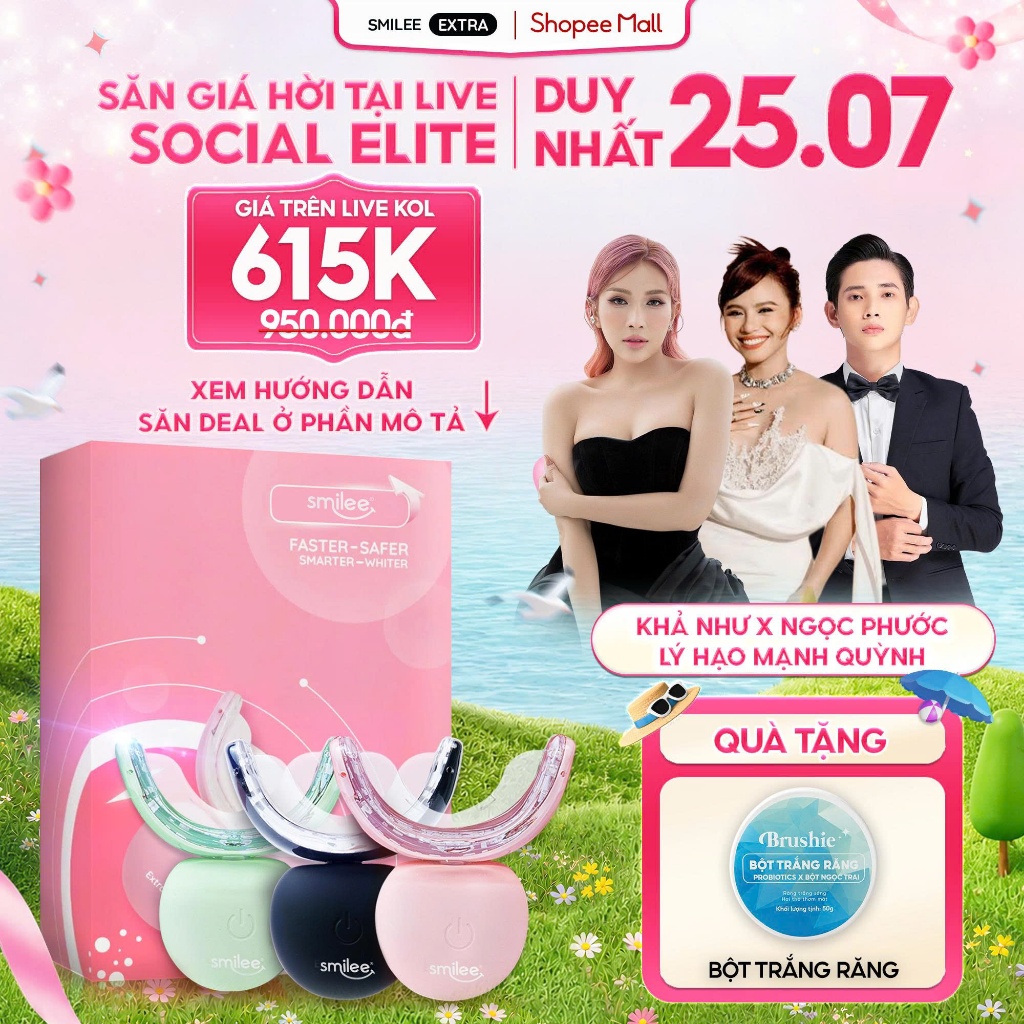 [GIÁ 574K LIVE SOCIAL ELITE] Bộ Kit Trắng Răng SMILEE EXTRA, trắng răng từ 3-6 tone sau một liệu trì