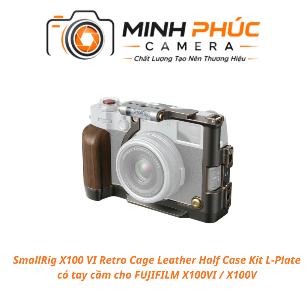 SmallRig X100 VI Retro Cage Leather Half Case Kit L-Plate có tay cầm cho FUJIFILM X100VI / X100V