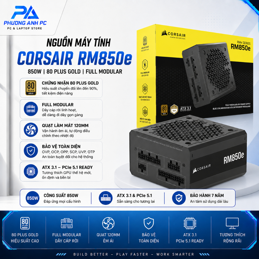 NGUỒN CORSAIR RM850e 850W 80 PLUS GOLD PhuongAnh.PC