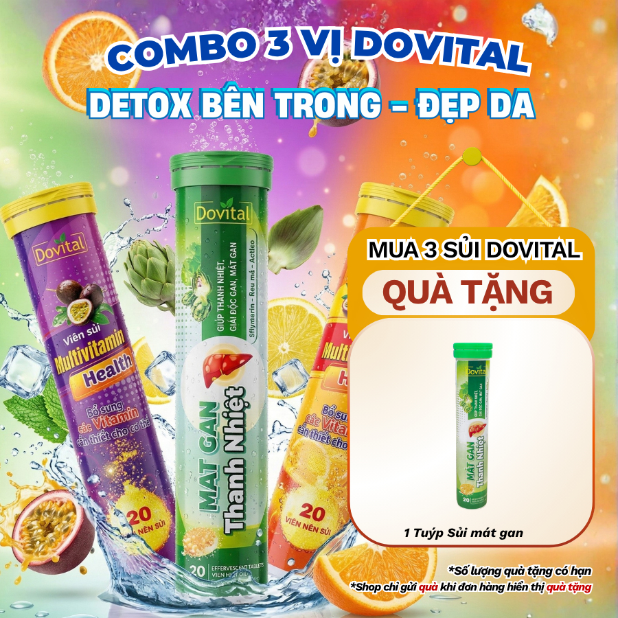 Combo 3 Vị - Tpbvsk Viên sủi Dovital (Cam - Chanh Leo - Râu ngô)