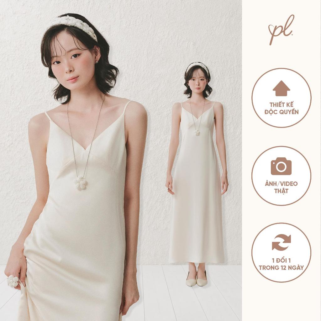 [NEW] PL CLOTHING Đầm Nữ ELISE Hai Dây Cổ V Dáng Suông Dài Thanh Lịch Tối Giản Đi Chơi Du Lịch Dự Ti