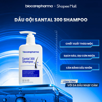 Dầu gội dược liệu BIO CARE PHARMA giảm gàu ngứa da đầu Santal 300 Shampoo 200ml