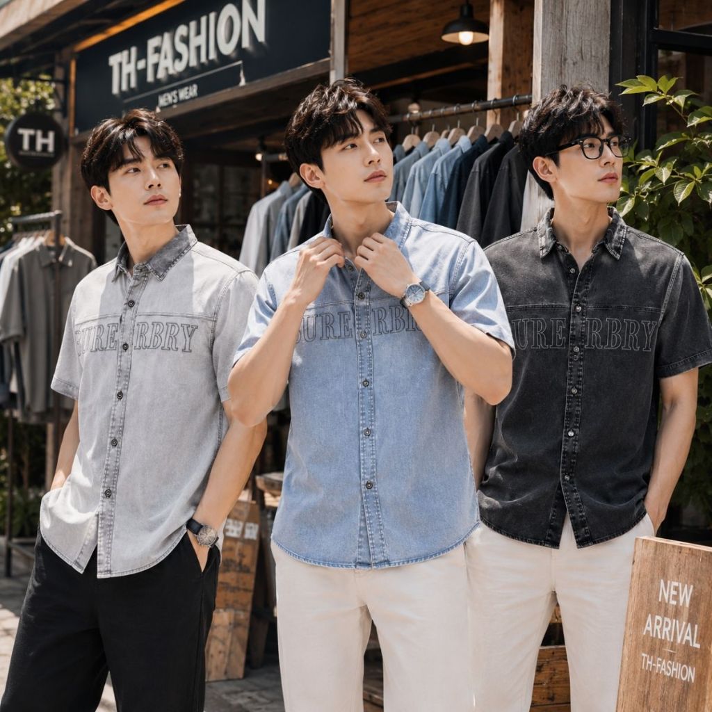 Áo Sơ Mi Nam Kaki Jean Wash TH-FASHION Tay Ngắn/Tay Dài Form Rộng Cao Cấp