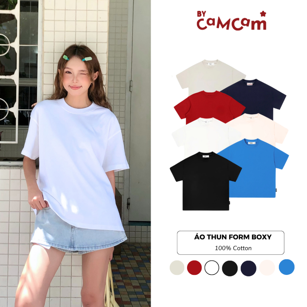 Áo Thun Trơn Cotton Form Boxy 𝑩𝒚𝒄𝒂𝒎𝒄𝒂𝒎 100% Cotton Nam Nữ Unisex ATN005