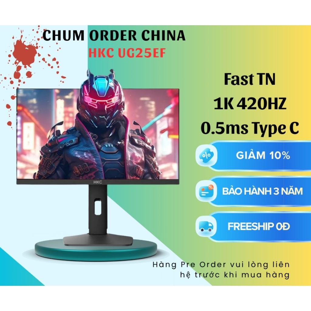 Màn hình chơi game HKC UG25EF 1k 420HZ 0.5ms có type C chiến game FPS CS GO