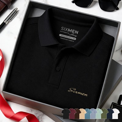 Áo Polo nam cao cấp có cổ [Tặng Kèm Hộp Quà] - BASIX LOGO SIXMEN vải cá sấu FeelMax thoáng mát