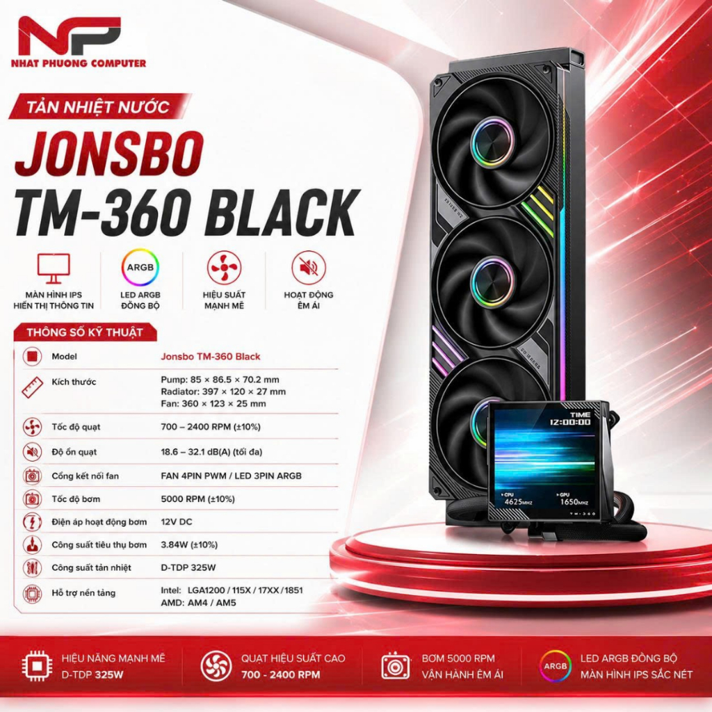 TẢN NHIỆT NƯỚC JONSBO TM-360 BLACK