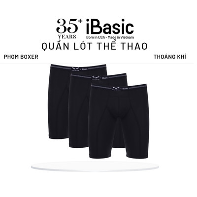 Combo 3 quần lót Boxer dài thể thao Wolf Active x iBasic siêu co giãn tập luyện thể thao gym PANM149