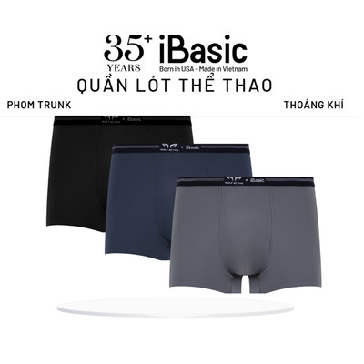 Combo 3 quần lót nam Trunk thể thao Wolf Active x iBasic su lạnh không viền freecut thấm mồ hôi cho Gym Chạy bộ PANM152