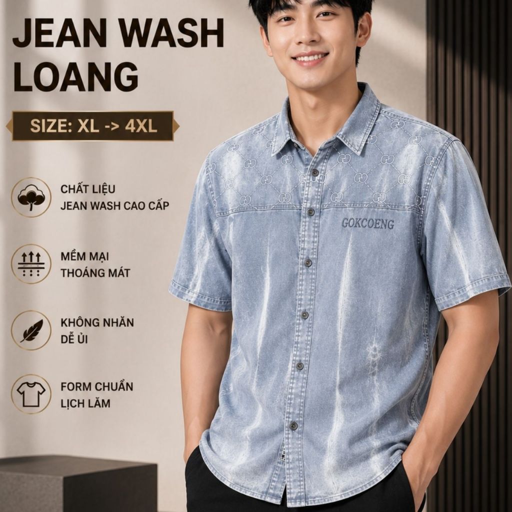 ÁO SƠ MI KAKI JEAN WASH TH-FASHION CHẤT KAKI CAO CẤP CỰC ĐẸP