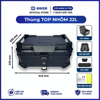 Thùng Nhôm 22L Gắn Sau Xe M-Biker. Chống Nước, Khóa Inox ĐEN , Lắp Nhanh Dễ Dàng Tại Nhà