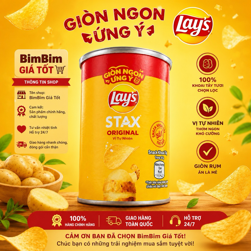 Bim bim Lays ống 40g lon nhỏ tiện lợi