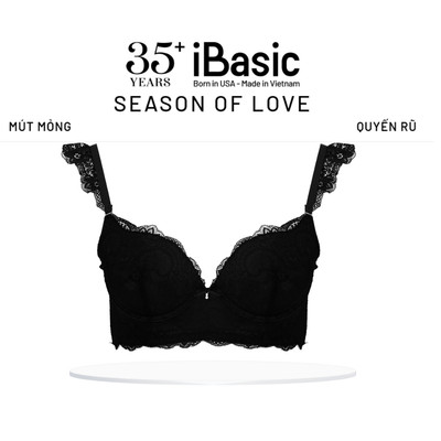 [SEASON OF LOVE] Áo ngực Áo lót Áo Bra ren mỏng có gọng màu đen iBasic BRAW173