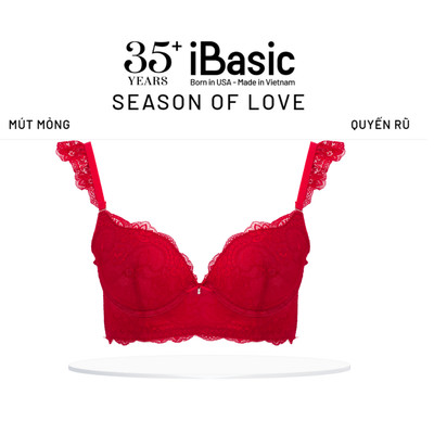 [SEASON OF LOVE] Áo ngực Áo lót Áo Bra ren mỏng có gọng màu đỏ iBasic BRAW173