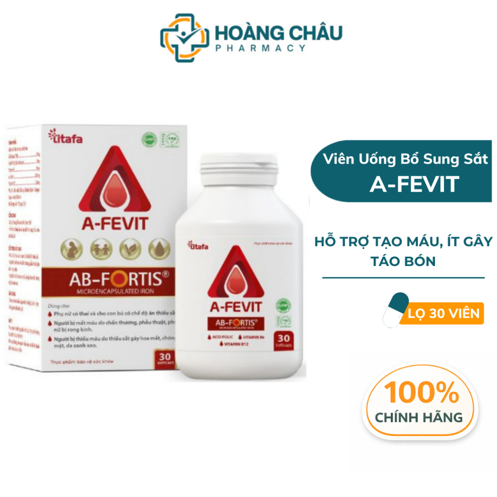 Viên Uống Sắt A Fevit Titafa – Bổ Sung Sắt, Acid Folic, Hỗ Trợ Tạo Máu, Dễ Hấp Thu | Hộp 30 Viên