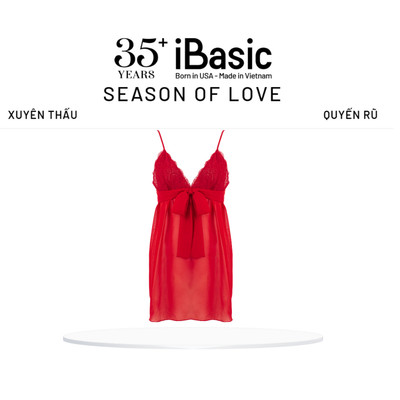 [SEASON OF LOVE] Váy ngủ Đầm ngủ voan mỏng babydoll nóng bỏng gợi cảm màu đỏ iBasic SW083