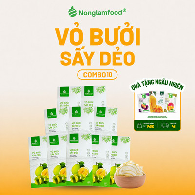 [HÀNG XUẤT KHẨU LOẠI 1] Combo 10 hộp Vỏ bưởi sấy dẻo Nonglamfood 200g, Tăng cường đề kháng tự nhiên