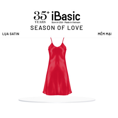 [SEASON OF LOVE] Đầm ngủ Váy ngủ 2 dây lụa satin màu đỏ gợi cảm iBasic 7916
