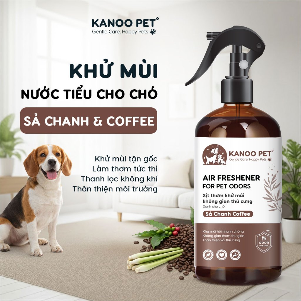 Xịt khử mùi nước tiểu cho chó Kanoo Pet - Sả Chanh & Coffee 500ml