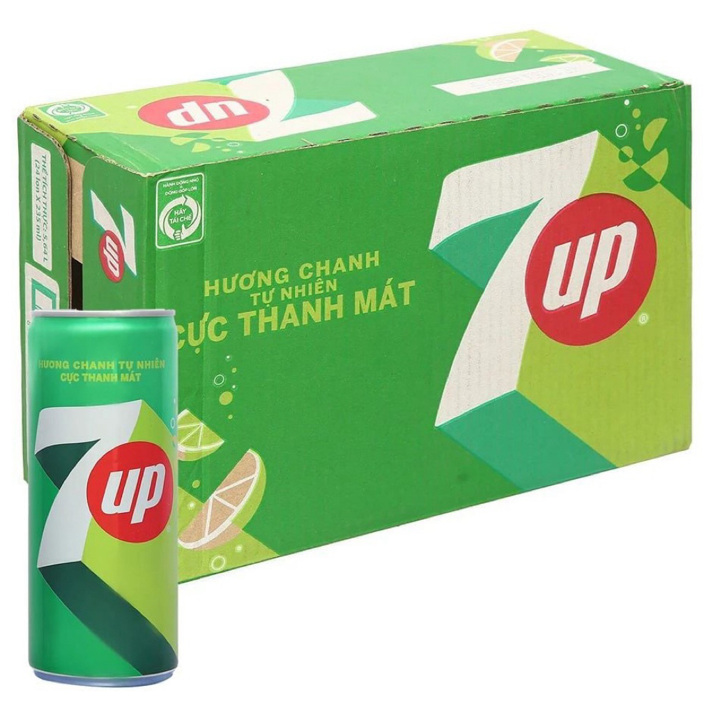 Thùng 24 Lon Nước Ngọt Có Ga 7Up  (320ml/lon)
