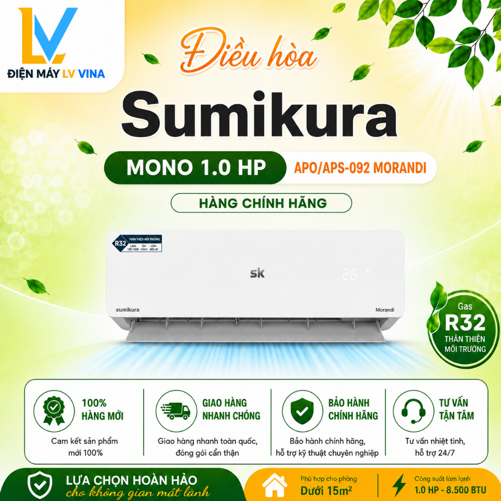 APO/APS-092 MORANDI | Điều hòa Sumikura Mono 1.0 HP APO/APS-092 MORANDI - Hàng chính hãng