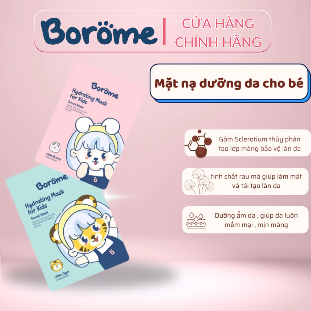 Mặt nạ dưỡng da cho bé Borome chiết xuất từ rau má giúp dưỡng ẩm, làm mềm da 20ml