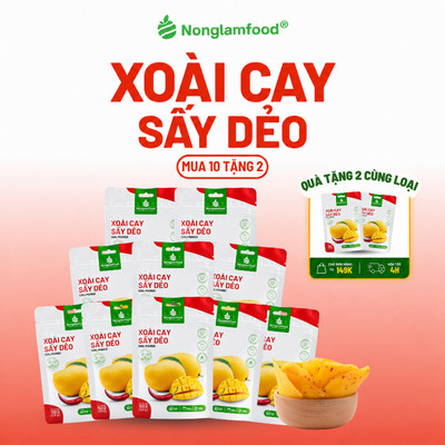 [10 Túi Tặng 2] Combo 10 túi xoài muối ớt sấy dẻo 100g Nonglamfood, Ăn vặt văn phòng