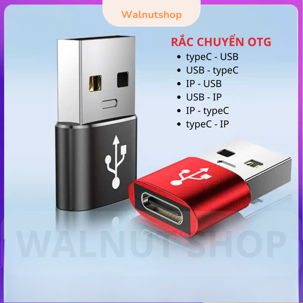 Đầu Chuyển OTG USB Type C Lightning USB-A - Chuyển Đổi Sạc & Truyền Dữ Liệu Cho iPhone Android Lapto