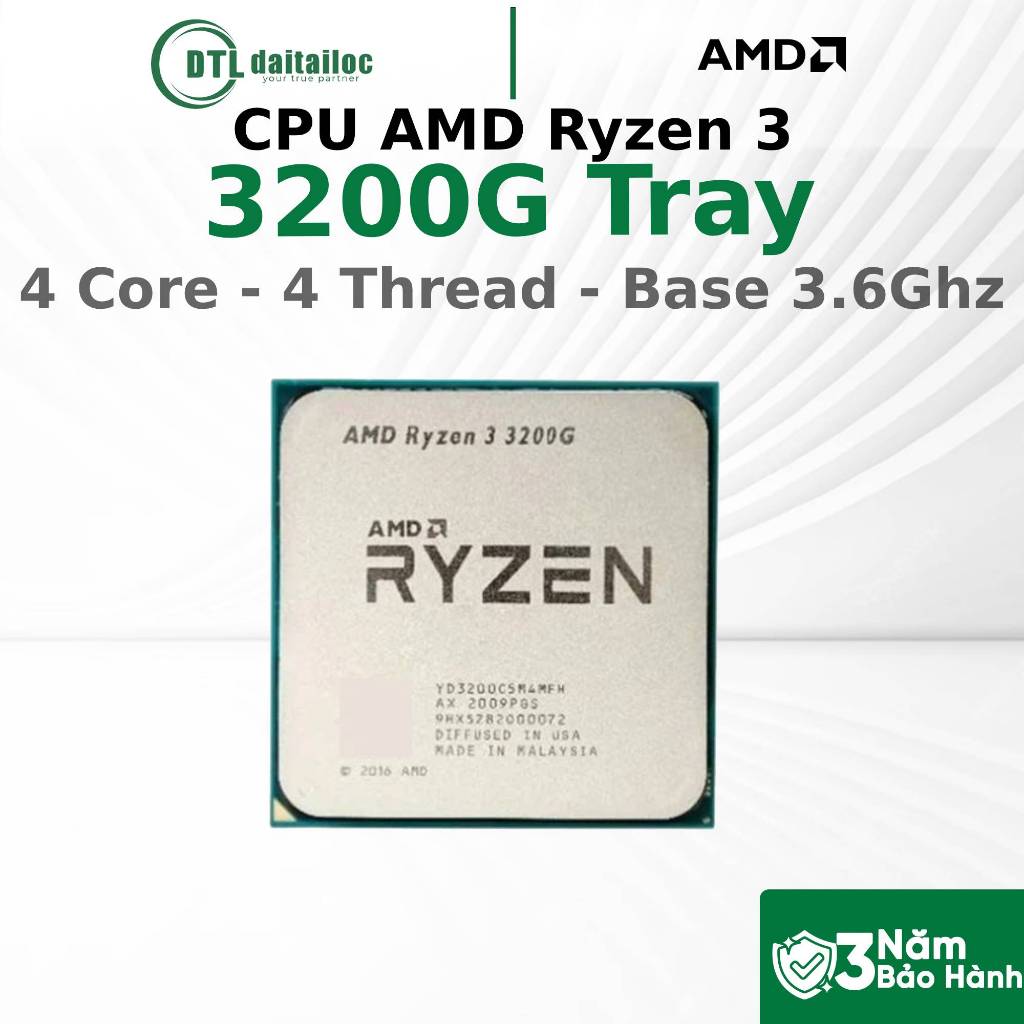 (Full VAT) CPU AMD Ryzen 3 3200G Tray 4 Core 4 Thread Base 3.6Ghz NK | Bảo Hành 36 Tháng