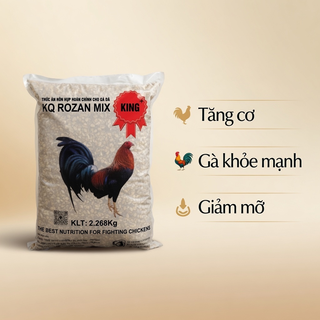 Ngũ Cốc Gà Đá KQ Rozan Mix King Tem Đỏ 2.268kg - Tăng Cơ Giảm Mỡ Gà Chiến Gà Nòi