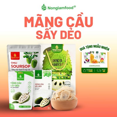 Mãng Cầu Sấy Dẻo, Mãng Cầu Sấy Muối Ớt NONGLAMFOOD Loại 1 Chuẩn Xuất Khẩu Ăn Vặt 100g - 300g