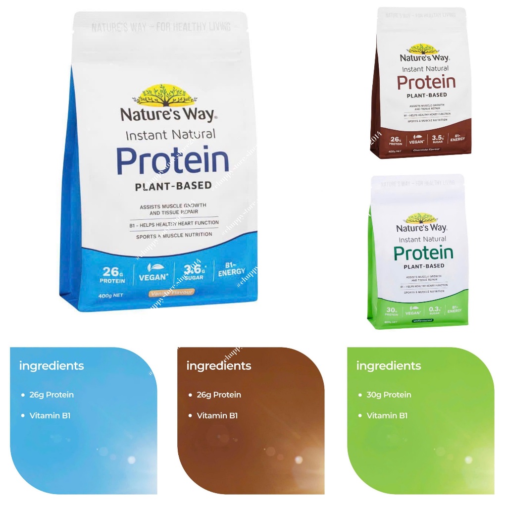 [HÀNG NHẬP ÚC BAY AIR FULL BILL] Nature's Way Based Protein Powder - Đạm thực vật nhiều vị 400g
