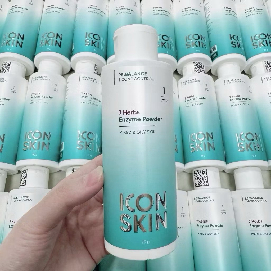 Bột tẩy da chết enzyme Icon Skin 7 Herbs Enzyme Powder 75g | Dành cho da hỗn hợp, da dầu