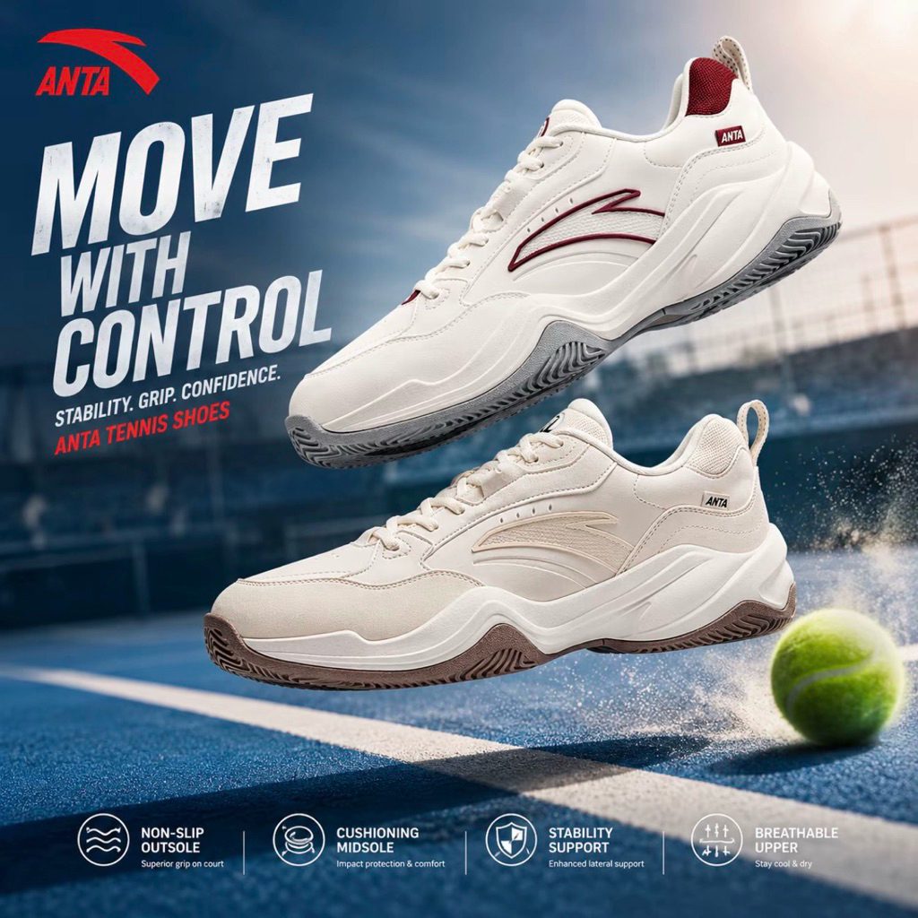 ANTA Nam Giày Tennis Pickleball cầu lông ACE Giày Thể Thao Anta Shoes 912543305